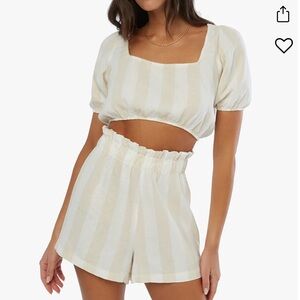 WeWoreWhat Striped Square Neck Crop Top